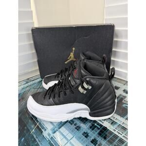 Air Jordan 12 Retro GS Playoffs Black White Red Size 6Y w/ Box 153265-006